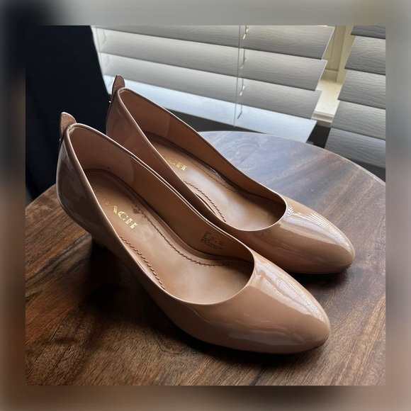 COACH nude patent leather heels - NWOT - Picture 1 of 14